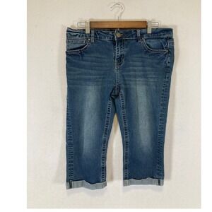 Casual Blue Identity Womens Size 10‎ Blue Denim Stretch Cuffed Capri Jeans